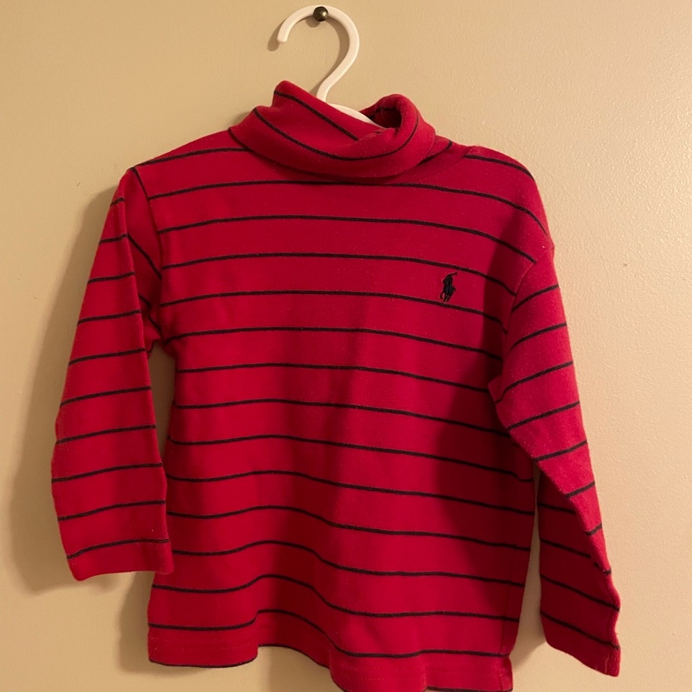 Polo by Ralph Lauren Kids Red and Navy Striped Turtleneck